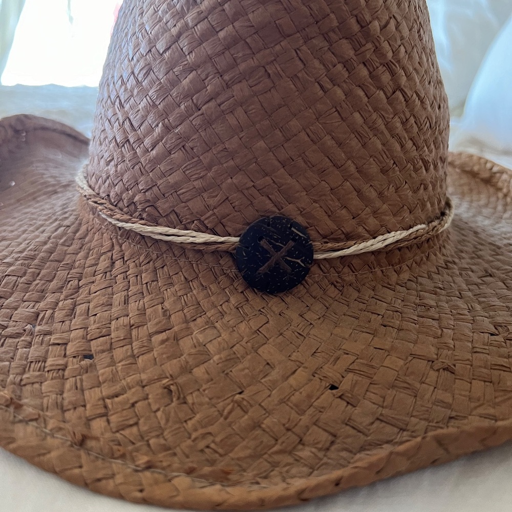 San Diego Hat Company Brown Straw Hat with Button Detail - Picture 9 of 11
